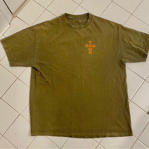 Vintage Dogtown Cross Logo T-Shirt in Army Green with Orange Graphics